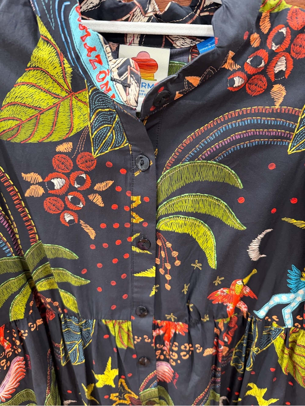 Farm Rio Short-Sleeve Printed Midi Shirt Dress - Picture 4 of 16